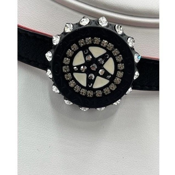 Ermanno SCERVINO French Designer‎ Black Leather Chain Caps Goth Choker Necklace - Picture 2 of 11